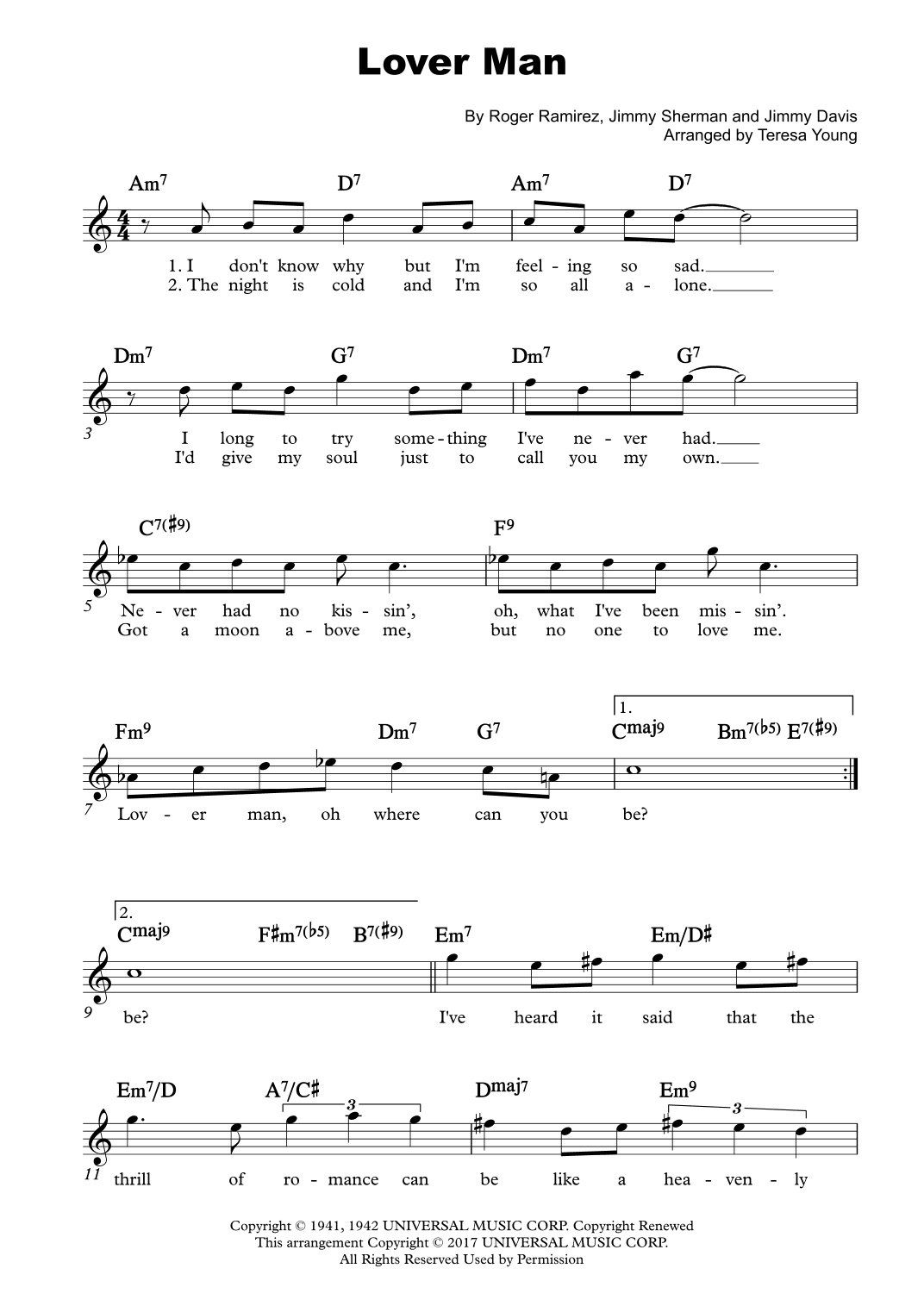 Lover Man (oh, Where Can You Be?) (arr. Teresa Young)