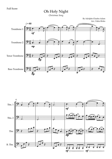 Oh Holly Night (Christmas Song) for Trombone Quartet (arr. Fabio Britto)