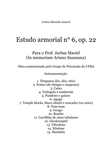 Estudo armorial n° 6, op.22 - for percussion with 15 players