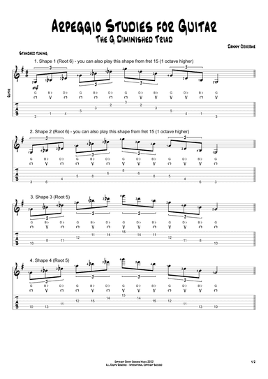 Arpeggio Studies for Guitar - The G Diminished Triad