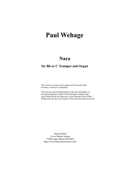 Nara for Bb or C trumpet and organ
