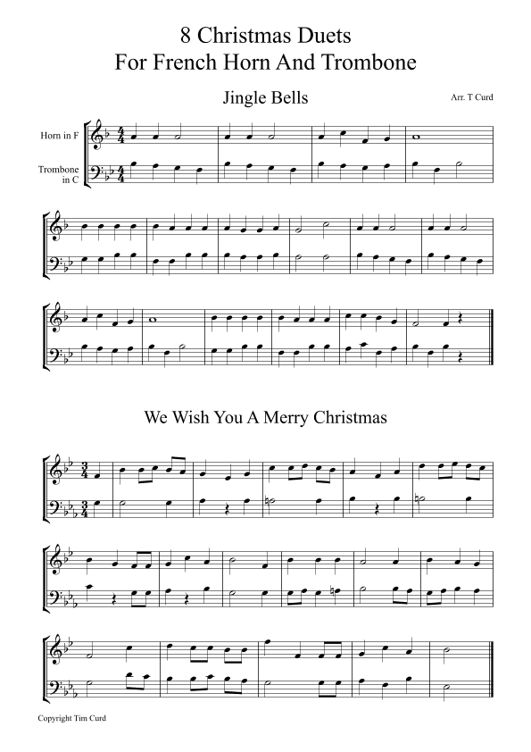8 Christmas Duets For Horn in F and Trombone in C (arr. Tim Curd)