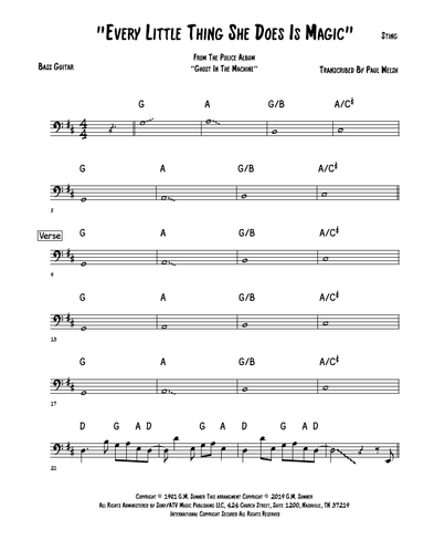 Every Little Thing She Does Is Magic (arr. Accubass)