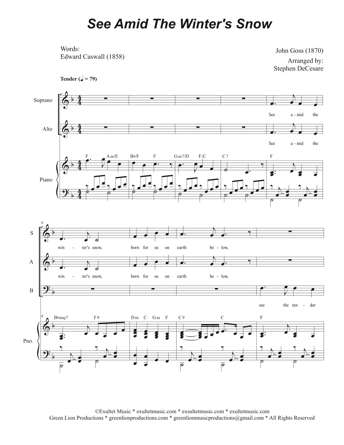 See Amid The Winter's Snow (SAB) (arr. Stephen DeCesare)
