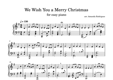 We Wish You a Merry Christimas - Easy Piano Solo (arr. Amanda Rodrigues)