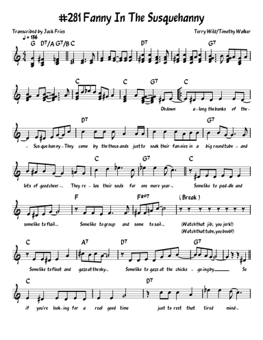 Fanny In The Susquehanny (arr. John Fries)