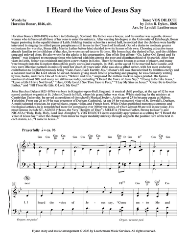 I Heard the Voice of Jesus Say (arr. Lyndell Leatherman)