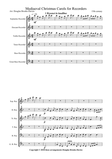 Medieval Christmas Carols for Recorder Sextet (arr. Douglas Brooks-Davies)