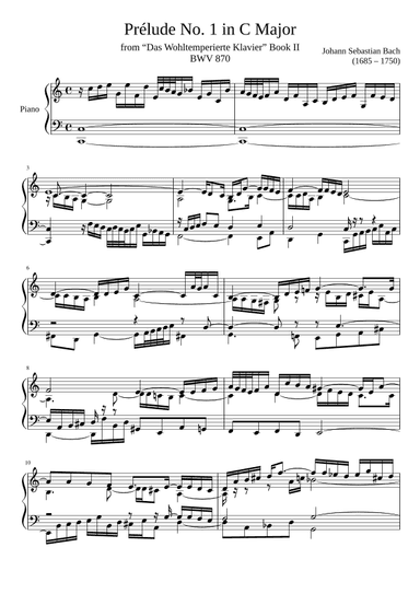 Prelude No. 1 BWV 870 in C Major (arr. Zachary Corbett)