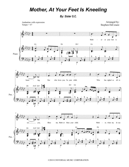 Mother At Your Feet Is Kneeling (arr. Stephen DeCesare)