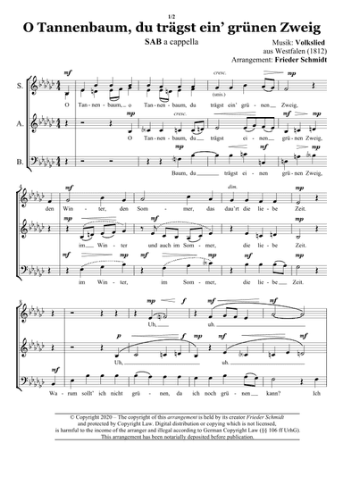 O Tannenbaum (du trägst...) (arr. Frieder Schmidt)
