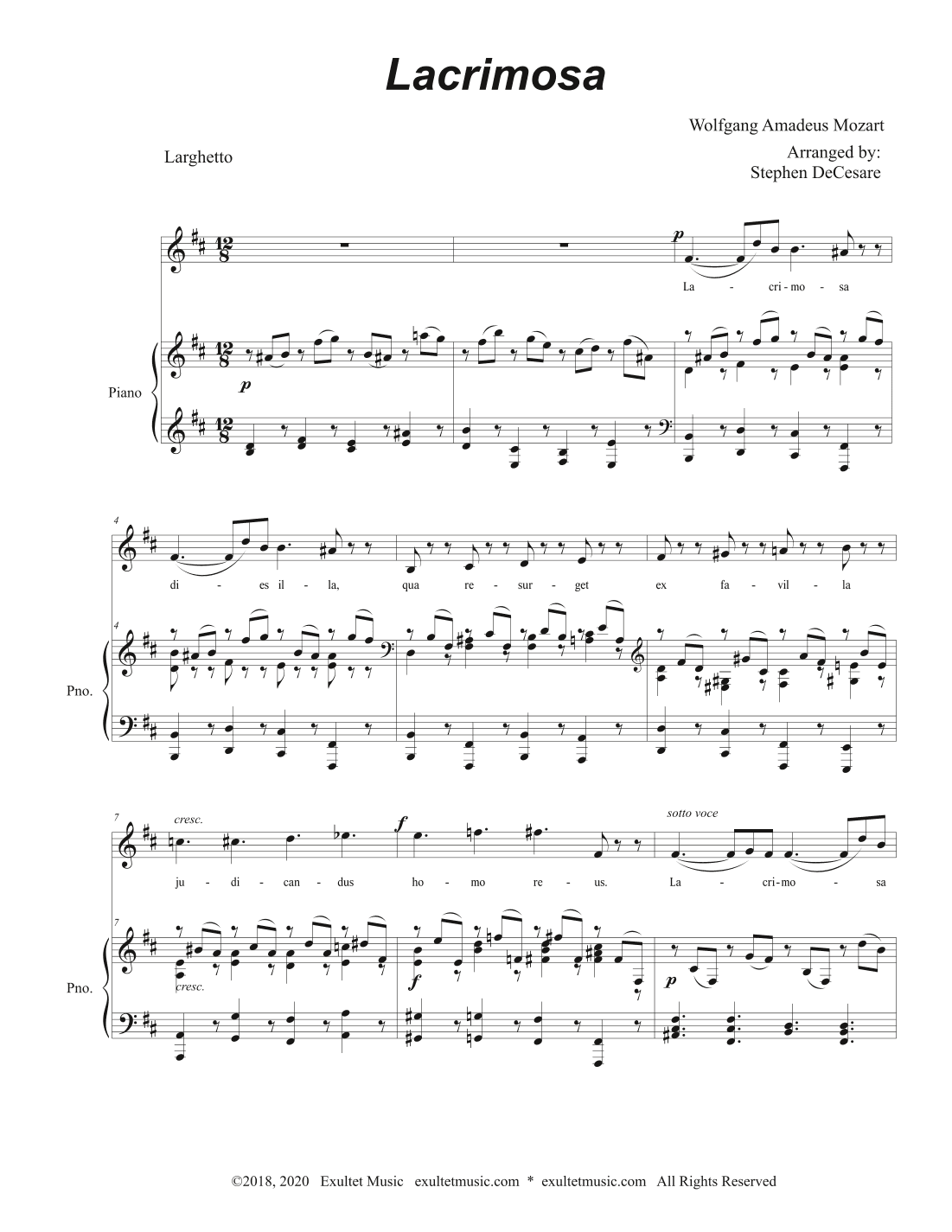 Lacrimosa (Unison choir - Accessible Key Version) (arr. Stephen DeCesare)