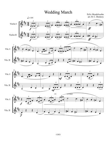 Wedding March (Violin Duet) (arr. B. C. Dockery)