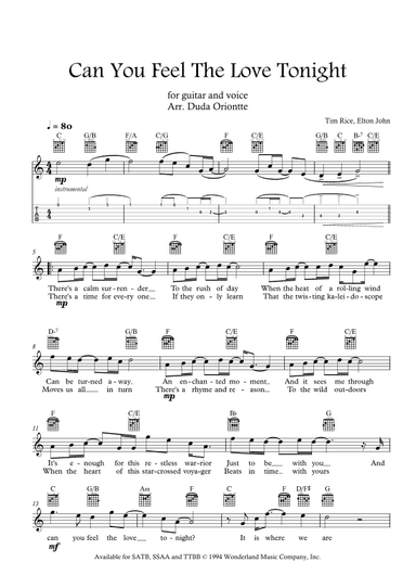 Can You Feel The Love Tonight (arr. Duda Oriontte)