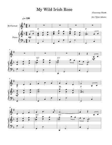 My Wild Irish Rose (Bb Clarinet and Piano) (arr. Tyler Adams)