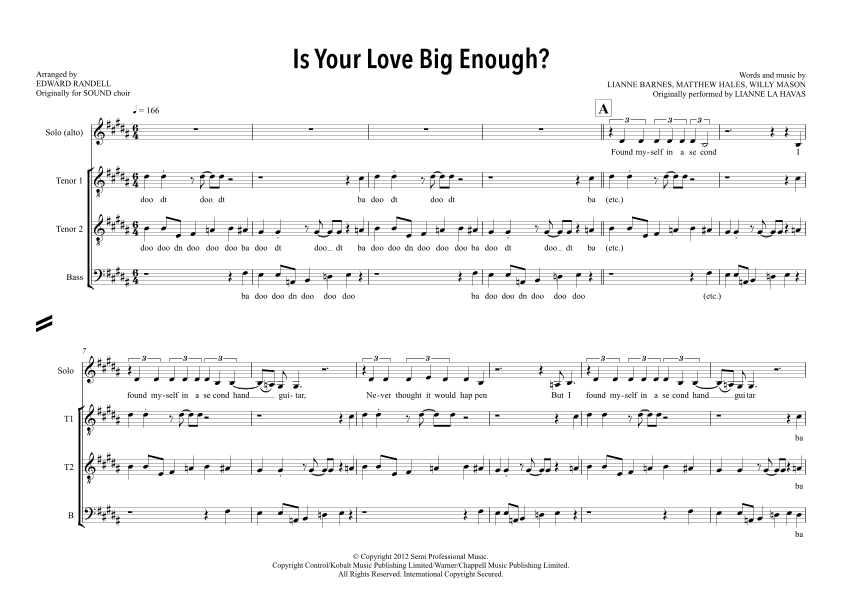 Is Your Love Big Enough (arr. Edward Randell)