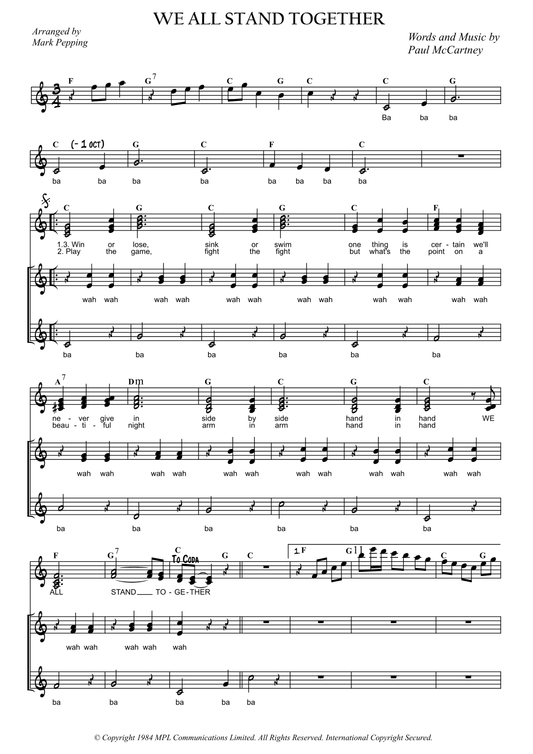 We All Stand Together (arr. Mark Pepping)