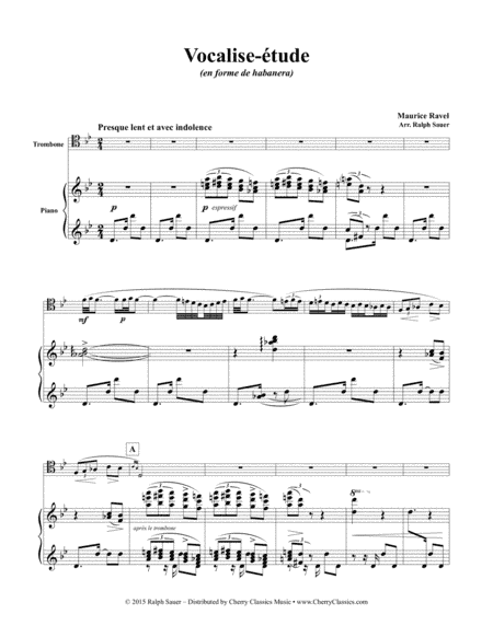 Vocalise-étude for Trombone & Piano (arr. Sauer, Ralph)