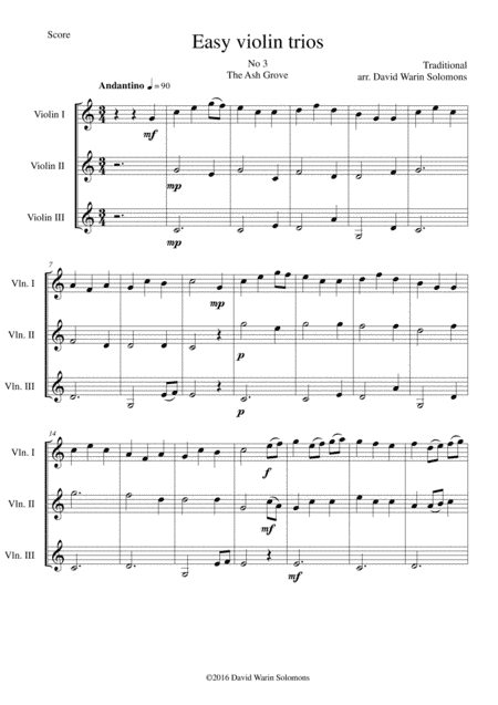 The Ash Grove for violin trio (arr. David Warin Solomons)