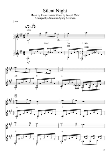 Silent Night (in A Major Scale) (arr. Antonius Agung Setiawan)