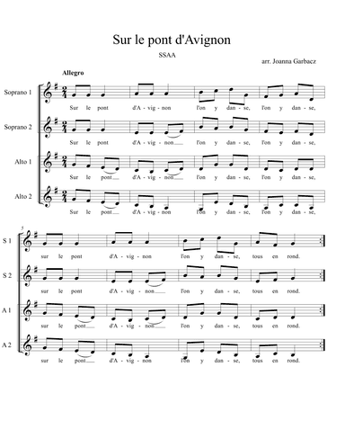 Sur le pont d'Avignon (arr. Joanna Garbacz)