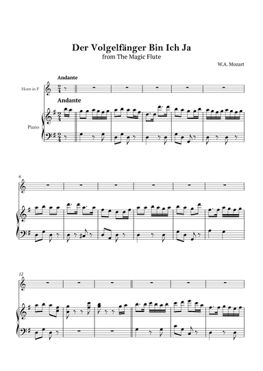 Der Vogelfänger bin ich ja (arr. André Nusa)