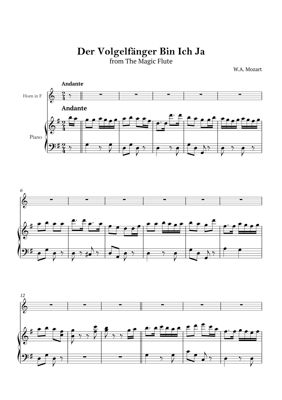 Der Vogelfänger bin ich ja (arr. André Nusa)