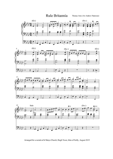 Rule Britannia - Organ Solo (arr. Andrew Patterson)