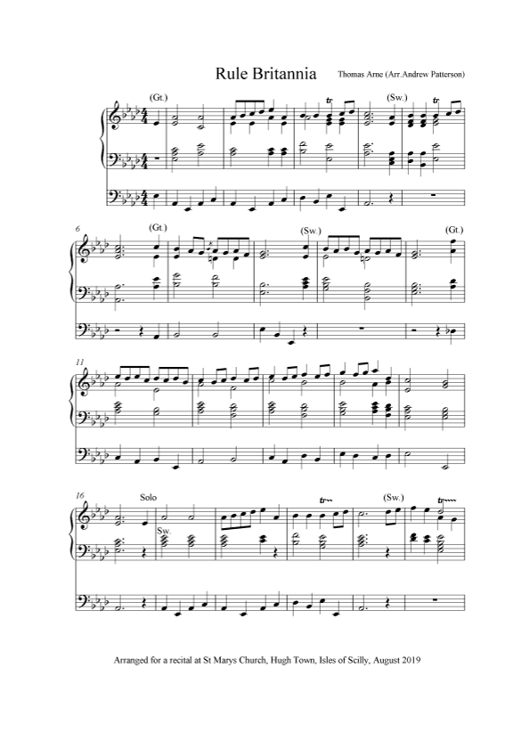 Rule Britannia - Organ Solo (arr. Andrew Patterson)