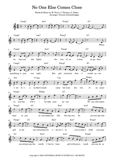 No One Else Comes Close (arr. Jirussa Gosumbonggot)