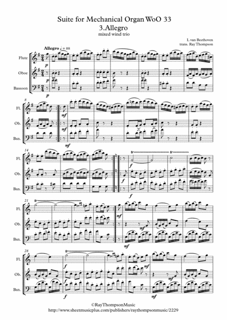 Beethoven: Suite for Mechanical Organ (Clock) WoO 33 Mvt. 3 Allegro - mixed wind trio (arr. Ray Thompson)