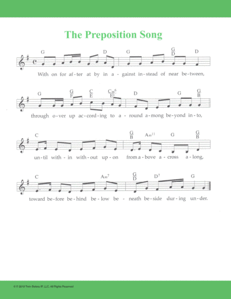 The Preposition Song (arr. Hal Wright)