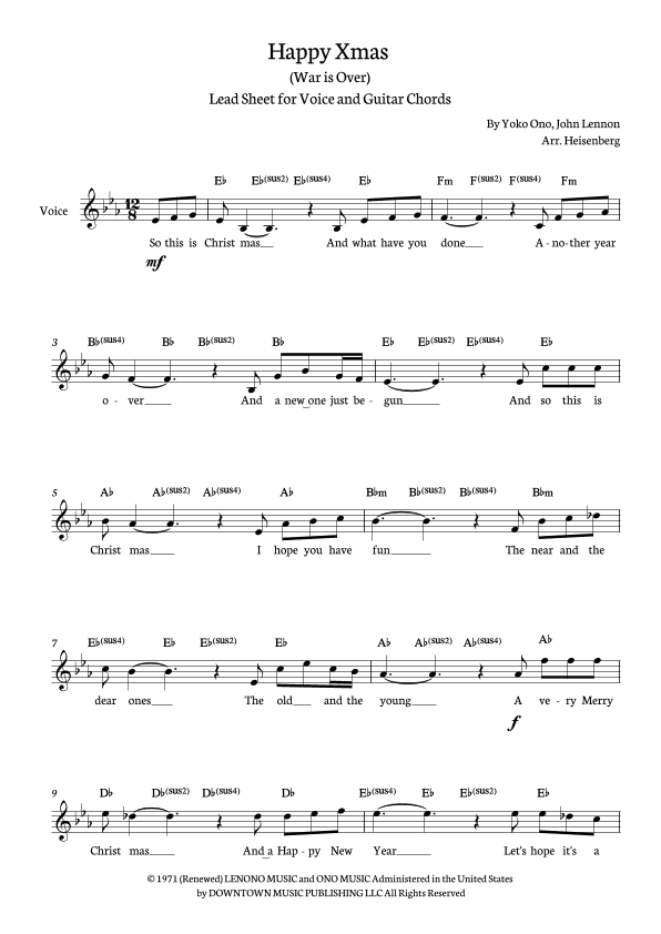 Happy Xmas (war Is Over) (arr. Heisenberg)