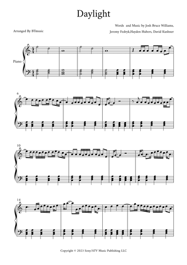 Daylight (arr. BTmusic)