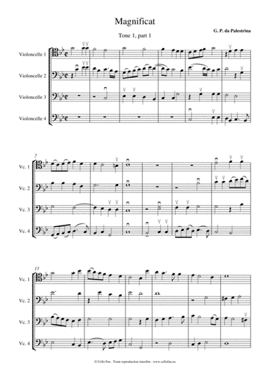 Magnificat G. P. da Palestrina Tone 1, part 1 for 4 cellos (arr. Cello Fan)
