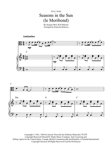 Seasons In The Sun (le Moribond) (arr. Kaiserin Rebecca)