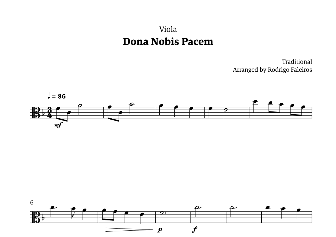 Dona Nobis Pacem - for viola (arr. Rodrigo Faleiros)