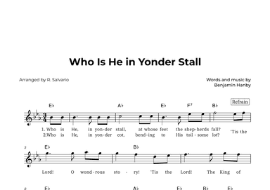 Who Is He in Yonder Stall (Key of E-Flat Major) (arr. R. Salvario)