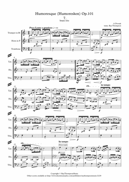 Dvorak: Humoresques Op.101 No.7 - brass trio (arr. Ray Thompson)