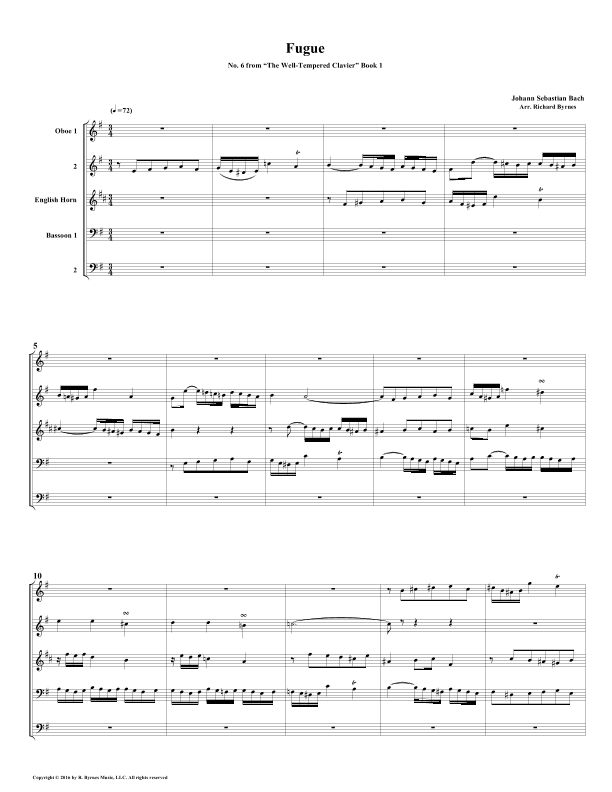 Fugue 06 from Well-Tempered Clavier, Book 1 (Double Reed Quintet) (arr. Richard Byrnes)