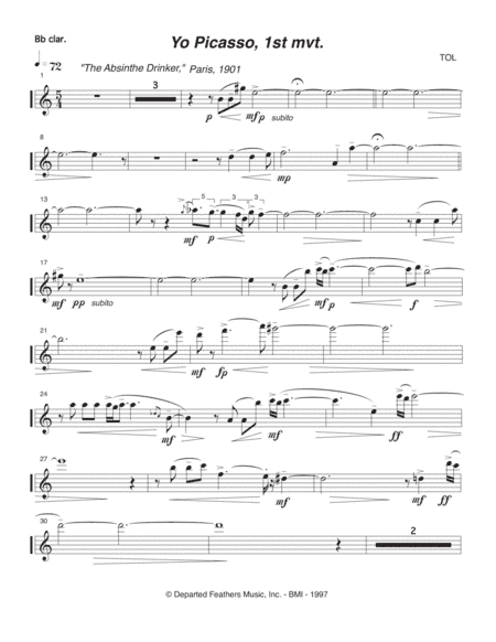 Yo Picasso (1997) clarinet part
