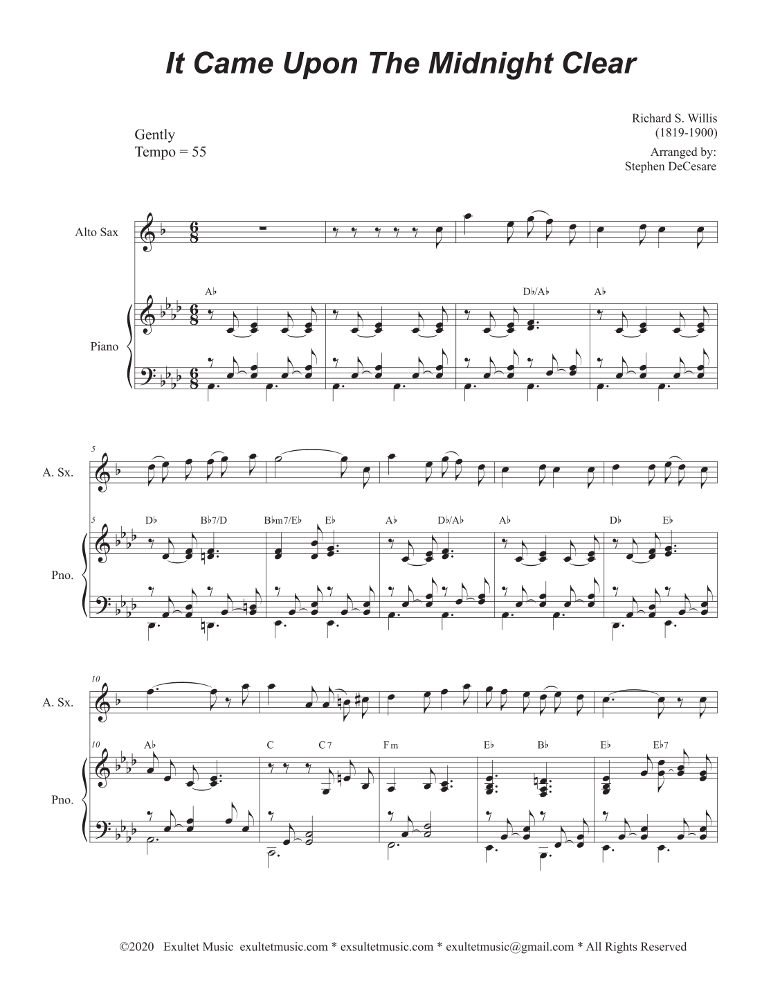 It Came Upon The Midnight Clear (Alto Saxophone and Piano) (arr. Stephen DeCesare)