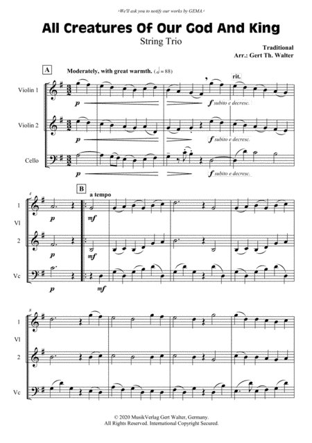 All Creatures Of Our God And King (arr. Gert Th. Walter)