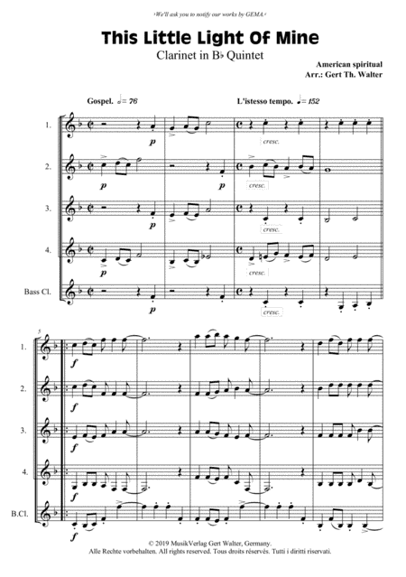 This Little Light Of Mine (arr. Gert Th. Walter)