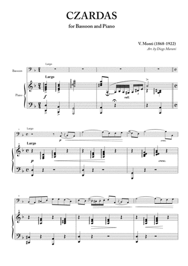 Czardas for Bassoon and Piano (arr. Diego Marani)