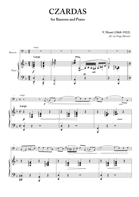 Czardas for Bassoon and Piano (arr. Diego Marani)