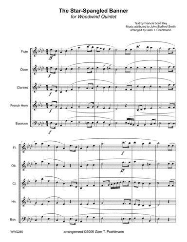 STAR-SPANGLED BANNER for WOODWIND QUINTET (unaccompanied) (arr. Glen Poehlmann)