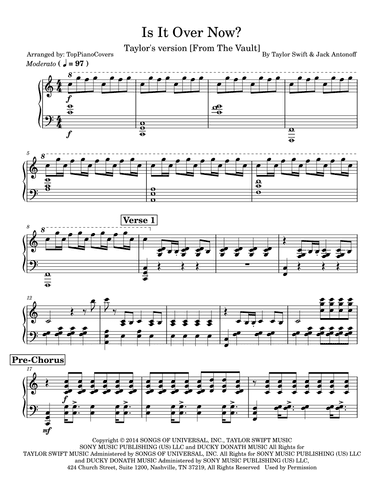 Is It Over Now? (arr. TopPianoCovers)
