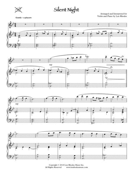 Silent Night - a contemporary arrangement for violin and piano (arr. Len Rhodes)