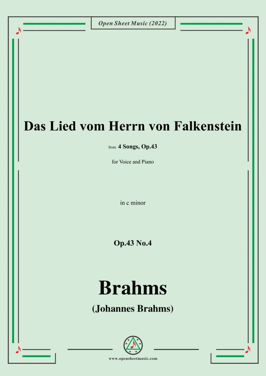Brahms-Das Lied vom Herrn von Falkenstein,Op.43 No.4 in c minor (arr. Open Cloud)